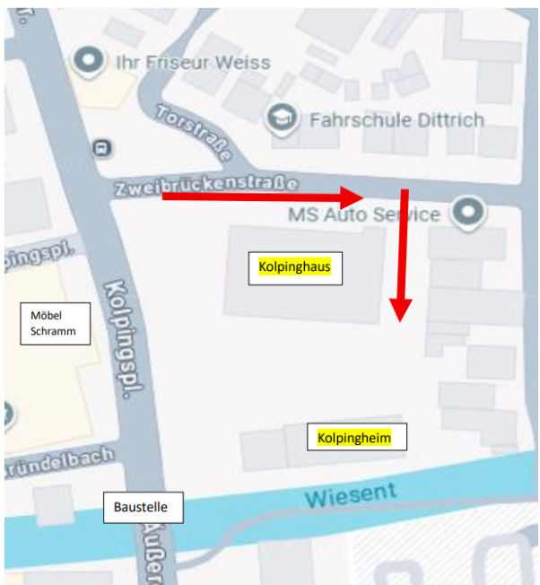 Kolping Zufahrt geändert